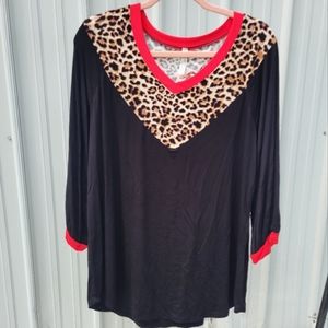 Splicing Black Leopard and Red Trim